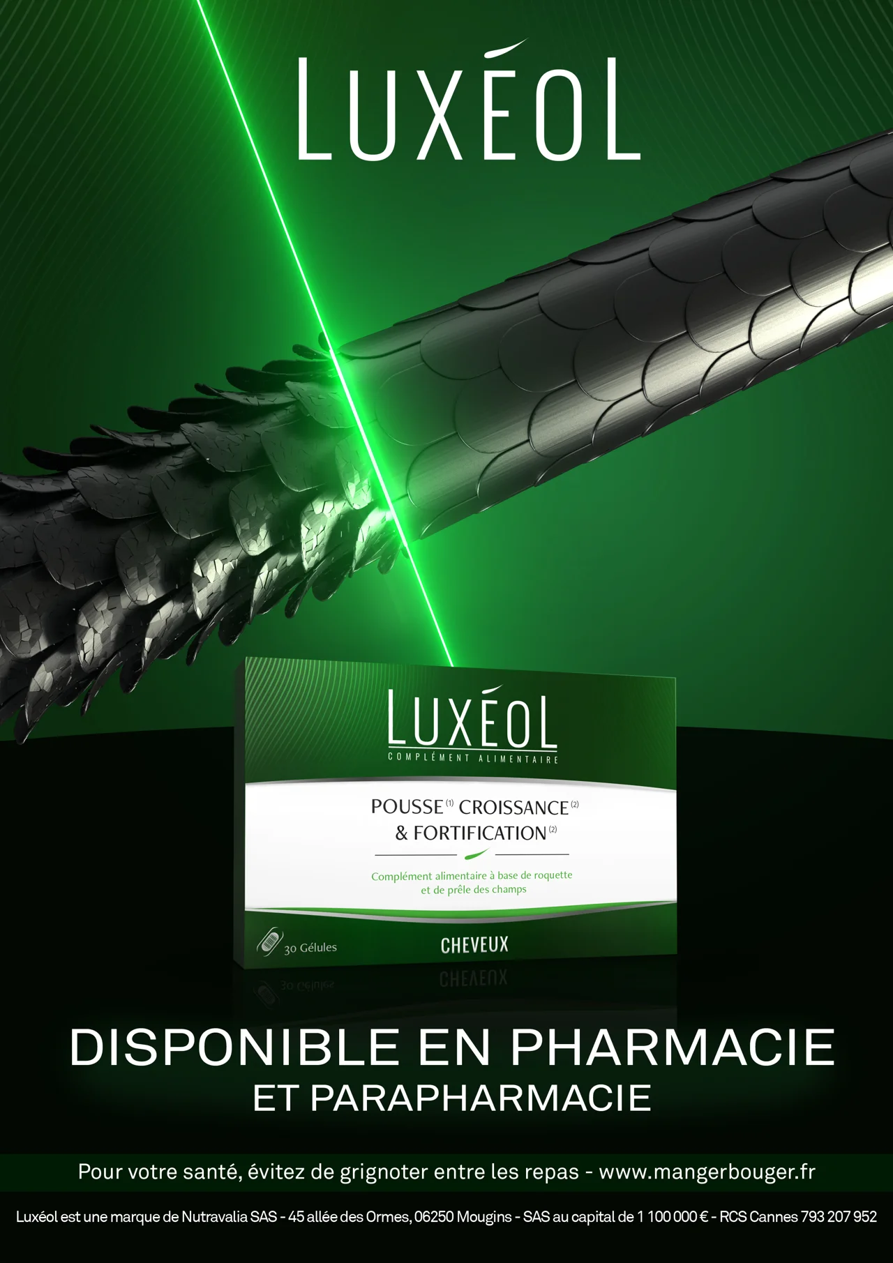 Luxéol — campagne publicitaire, cheveux et packaging 3D